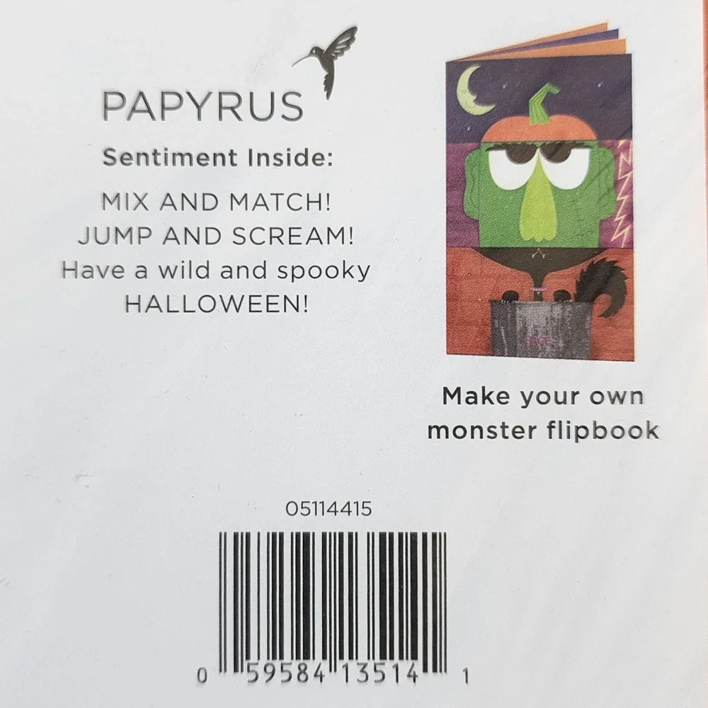 Papyrus Halloween Card Make Your Own Monster Flipbook Interactive Greeting New